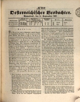 Der Oesterreichische Beobachter Samstag 16. September 1837