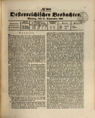Der Oesterreichische Beobachter Montag 25. September 1837
