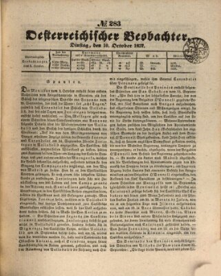Der Oesterreichische Beobachter Dienstag 10. Oktober 1837