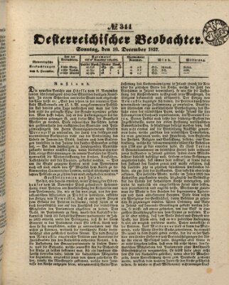 Der Oesterreichische Beobachter Sonntag 10. Dezember 1837