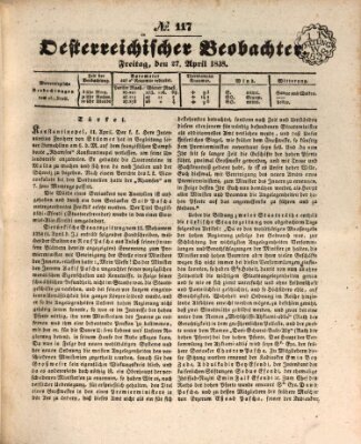 Der Oesterreichische Beobachter Freitag 27. April 1838