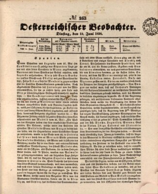 Der Oesterreichische Beobachter Dienstag 12. Juni 1838