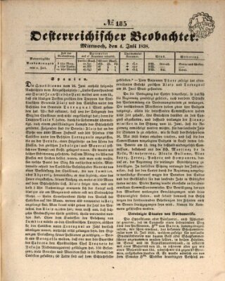Der Oesterreichische Beobachter Mittwoch 4. Juli 1838