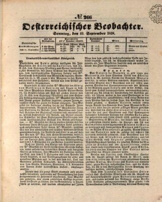 Der Oesterreichische Beobachter Sonntag 23. September 1838