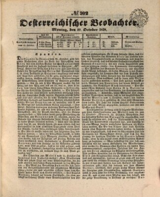 Der Oesterreichische Beobachter Montag 29. Oktober 1838