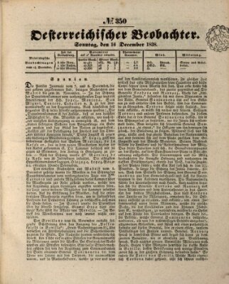 Der Oesterreichische Beobachter Sonntag 16. Dezember 1838