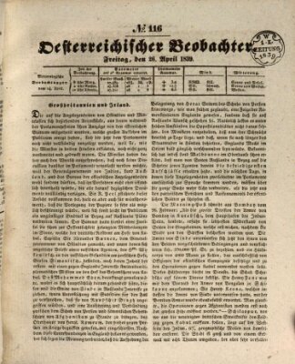 Der Oesterreichische Beobachter Freitag 26. April 1839
