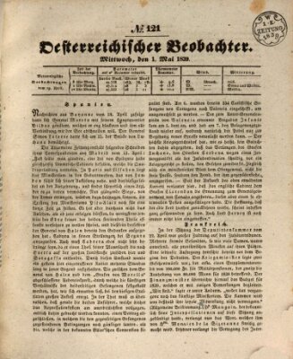 Der Oesterreichische Beobachter Mittwoch 1. Mai 1839