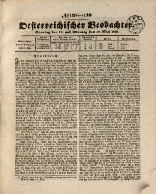 Der Oesterreichische Beobachter Sonntag 19. Mai 1839