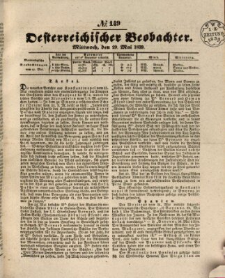 Der Oesterreichische Beobachter Mittwoch 29. Mai 1839