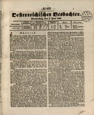 Der Oesterreichische Beobachter Donnerstag 6. Juni 1839