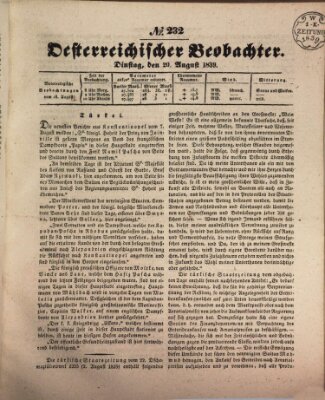 Der Oesterreichische Beobachter Dienstag 20. August 1839