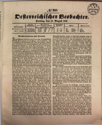 Der Oesterreichische Beobachter Freitag 23. August 1839