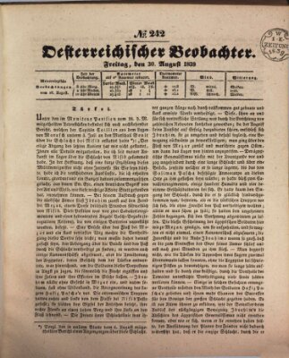 Der Oesterreichische Beobachter Freitag 30. August 1839