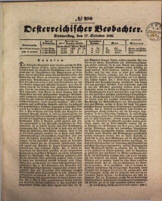Der Oesterreichische Beobachter Donnerstag 17. Oktober 1839