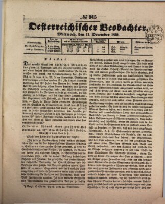 Der Oesterreichische Beobachter Mittwoch 11. Dezember 1839