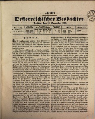 Der Oesterreichische Beobachter Freitag 20. Dezember 1839