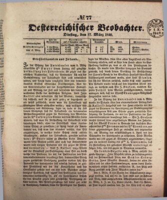 Der Oesterreichische Beobachter Dienstag 17. März 1840