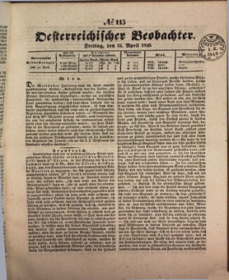 Der Oesterreichische Beobachter Freitag 24. April 1840