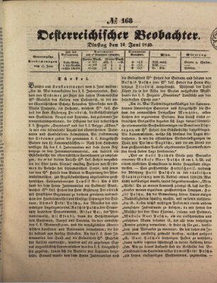 Der Oesterreichische Beobachter Dienstag 16. Juni 1840