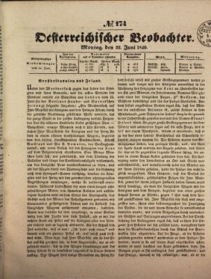 Der Oesterreichische Beobachter Montag 22. Juni 1840