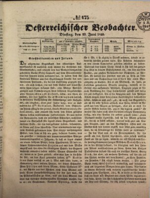 Der Oesterreichische Beobachter Dienstag 23. Juni 1840