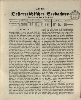Der Oesterreichische Beobachter Donnerstag 9. Juli 1840