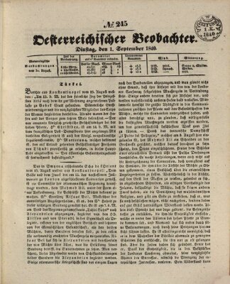 Der Oesterreichische Beobachter Dienstag 1. September 1840