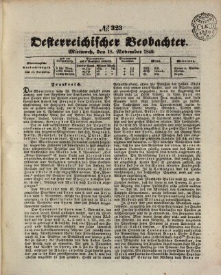 Der Oesterreichische Beobachter Mittwoch 18. November 1840