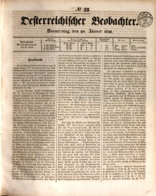 Der Oesterreichische Beobachter Donnerstag 28. Januar 1841