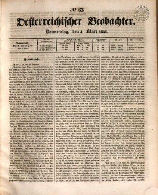 Der Oesterreichische Beobachter Donnerstag 4. März 1841