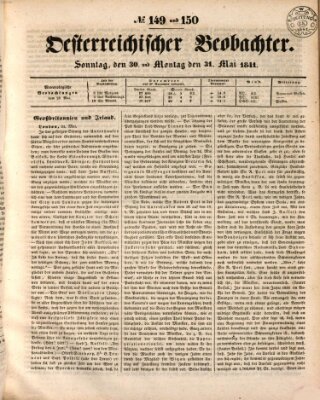 Der Oesterreichische Beobachter Sonntag 30. Mai 1841