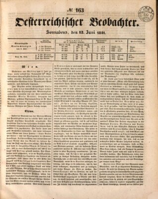 Der Oesterreichische Beobachter Samstag 12. Juni 1841