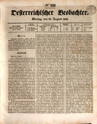 Der Oesterreichische Beobachter Montag 23. August 1841