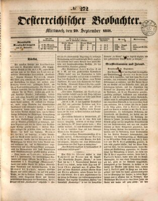Der Oesterreichische Beobachter Mittwoch 29. September 1841