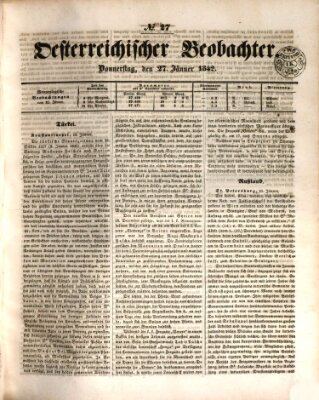 Der Oesterreichische Beobachter Donnerstag 27. Januar 1842