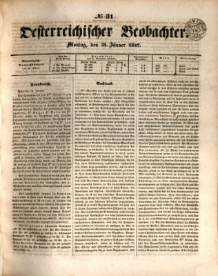 Der Oesterreichische Beobachter Montag 31. Januar 1842