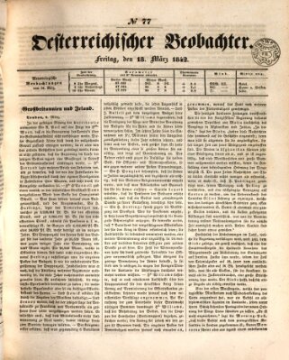 Der Oesterreichische Beobachter Freitag 18. März 1842