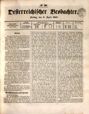 Der Oesterreichische Beobachter Freitag 8. April 1842