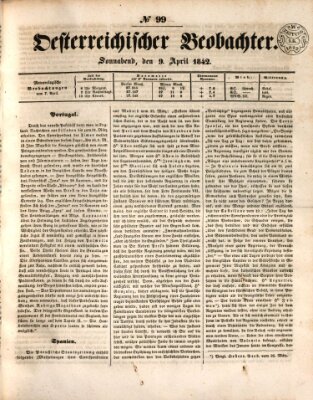 Der Oesterreichische Beobachter Samstag 9. April 1842