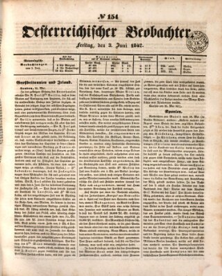 Der Oesterreichische Beobachter Freitag 3. Juni 1842