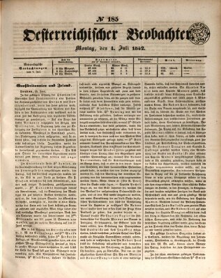Der Oesterreichische Beobachter Montag 4. Juli 1842