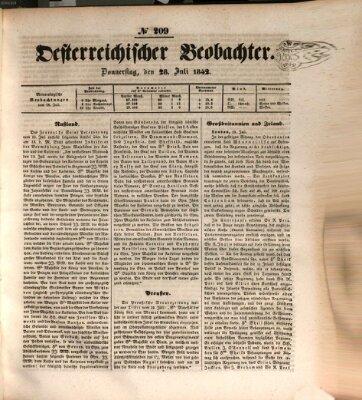 Der Oesterreichische Beobachter Donnerstag 28. Juli 1842