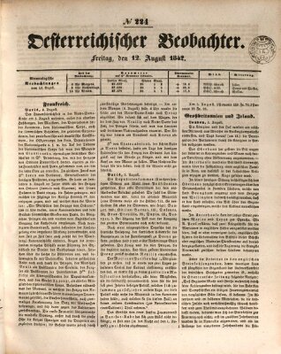 Der Oesterreichische Beobachter Freitag 12. August 1842