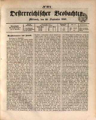 Der Oesterreichische Beobachter Mittwoch 28. September 1842