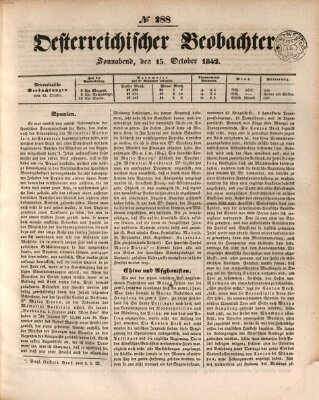 Der Oesterreichische Beobachter Samstag 15. Oktober 1842
