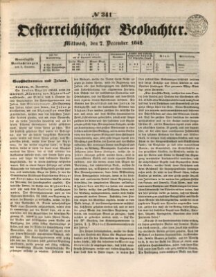 Der Oesterreichische Beobachter Mittwoch 7. Dezember 1842