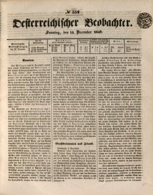Der Oesterreichische Beobachter Sonntag 18. Dezember 1842