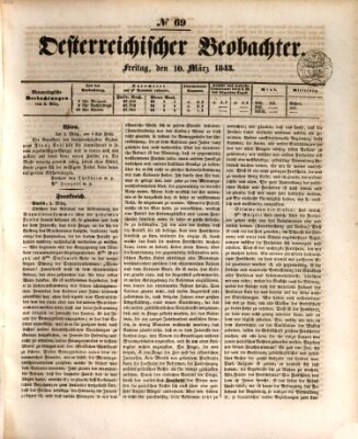 Der Oesterreichische Beobachter Freitag 10. März 1843