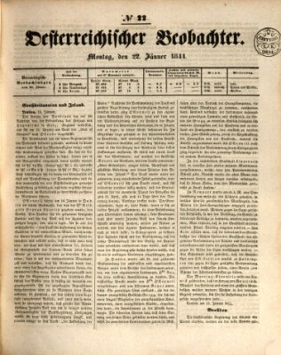 Der Oesterreichische Beobachter Montag 22. Januar 1844